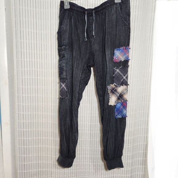 Vintage Havana Elastic Waist Joggers Pants For Women Size Medium Black  B12 - Picture 1 of 13